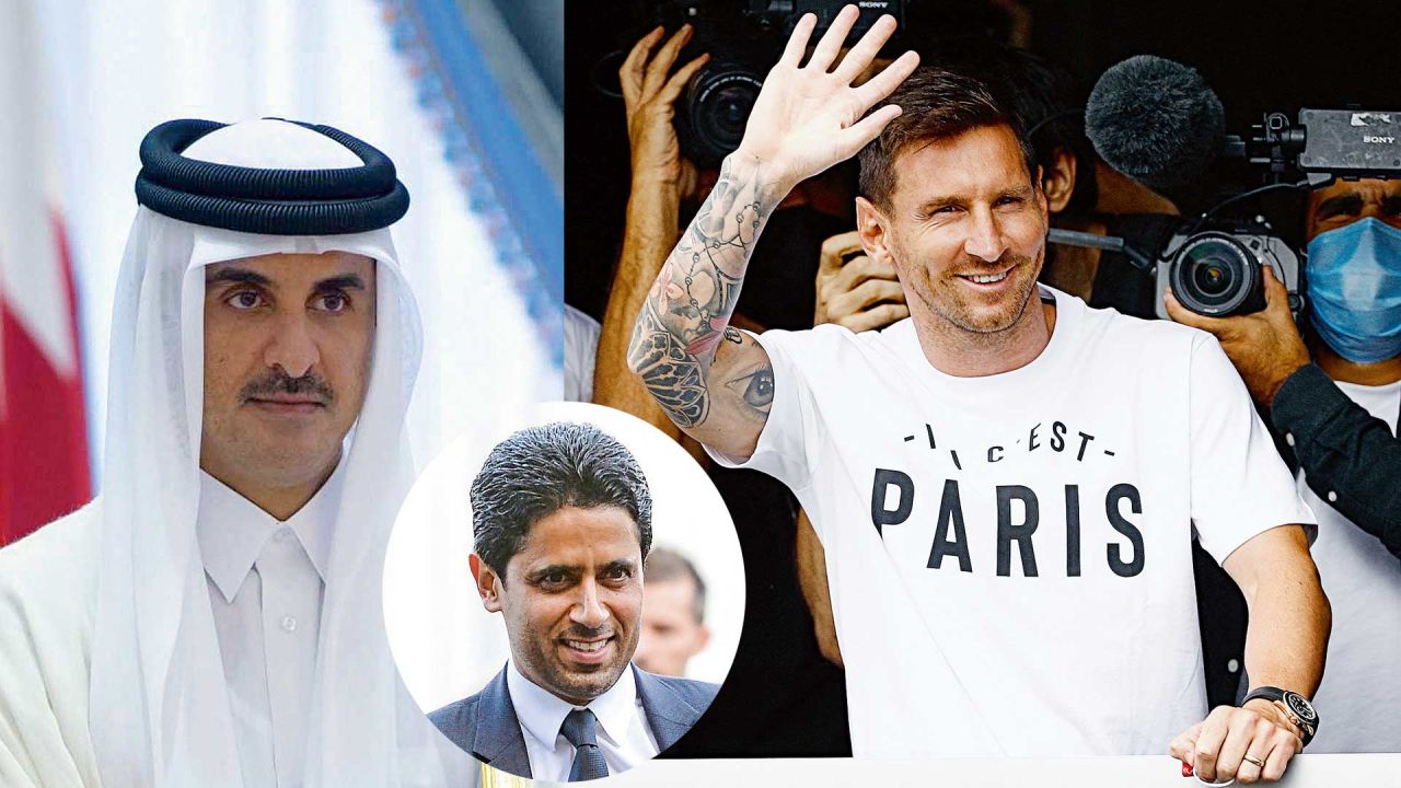 El emir Tamin Bin Hamad Al Thani es el que manda en el PSG - El presidente del club, su amigo Nasser Al-Khelaifi - Lionel Messi | Foto:cedoc