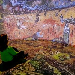 Un visitante asiste a la exposición titulada 'Vincent - Paisajes de Van Gogh', en un centro comercial de Porto Alegre, Brasil. | Foto:Silvio Avila / AFP