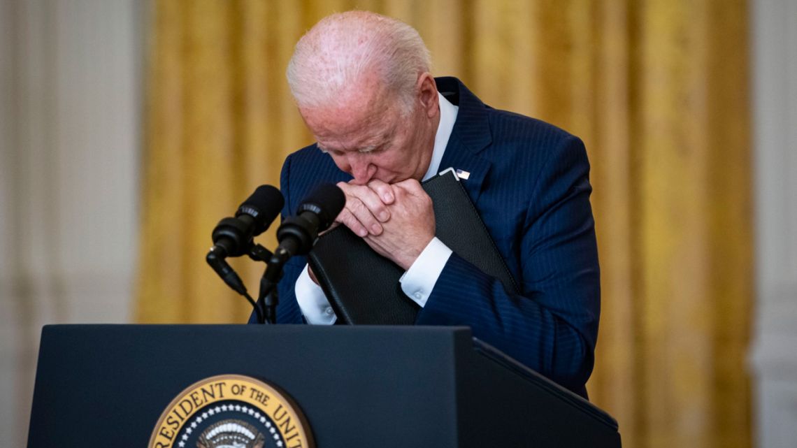 US President Joe Biden gives a press conference on the situation in Afghanistan.