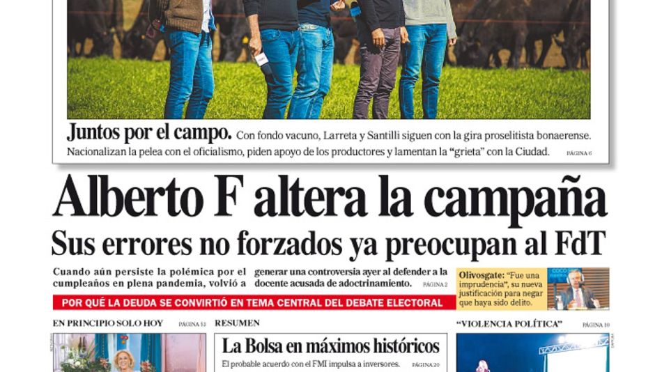 La tapa del Diario PERFIL de este sábado 28 de agosto de 2021.