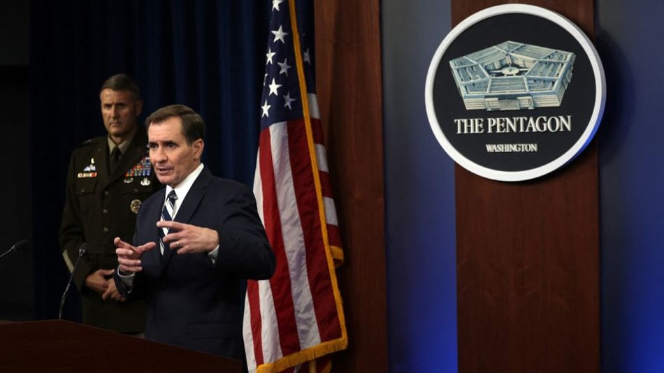 El vocero del Pentágono John Kirby y el general William Taylor, en una reciente conferencia de prensa.