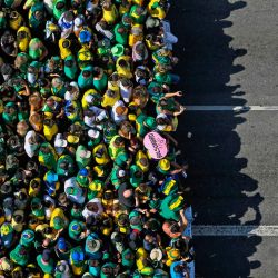 Vista aérea de una manifestación para apoyar al presidente brasileño Jair Bolsonaro en Sao Paulo, Brasil, en medio del Día de la Independencia de Brasil. | Foto:Miguel Schincariol / AFP