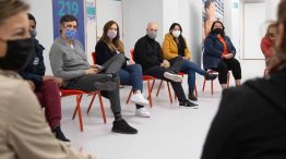 Esteban Bullrich en una recorrida con Vidal y Larreta