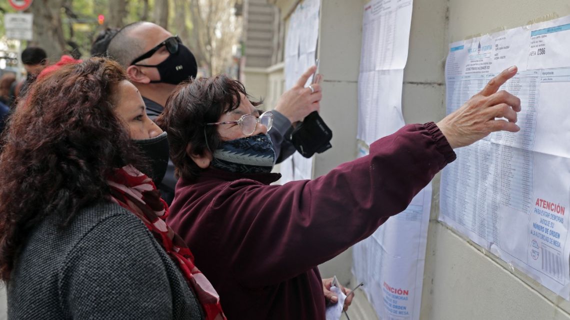 Argentines went to polling stations across the country on Sunday to cast their votes in the PASO primary legislative elections, September 12, 2021. 