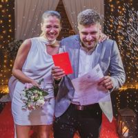 Todos los detalles del look de Barbie Vélez en su casamiento por civil