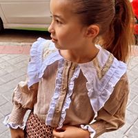 La China Suárez mostró otro particular look de Rufina Cabré para pasear por Madrid