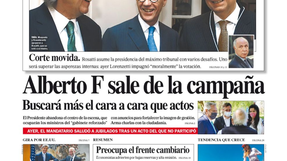 La tapa del Diario PERFIL del sábado 25 de septiembre de 2021