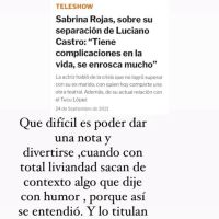 El enojo de Sabrina Rojas tras leer una errada noticia sobre Luciano Castro