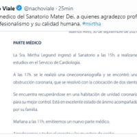 Nacho Viale habló de la salud de Mirtha Legrand y brindó un parte médico
