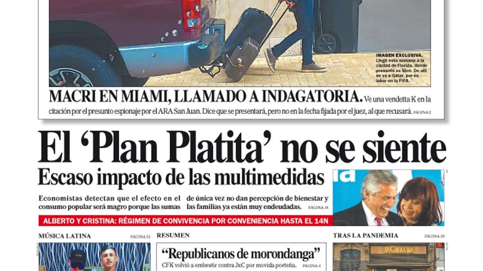 La tapa del Diario PERFIL de este sábado 2 de octubre de 2021.