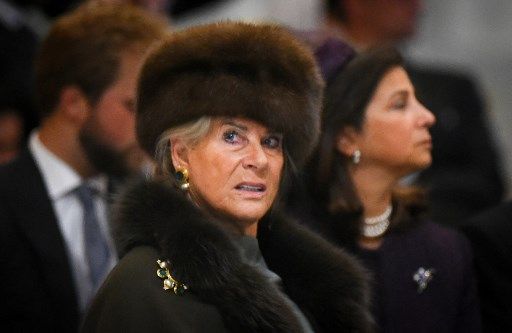 Princesa Lea de Bélgica en la boda de un descendiente de los Romanov, en San Petersburgo.