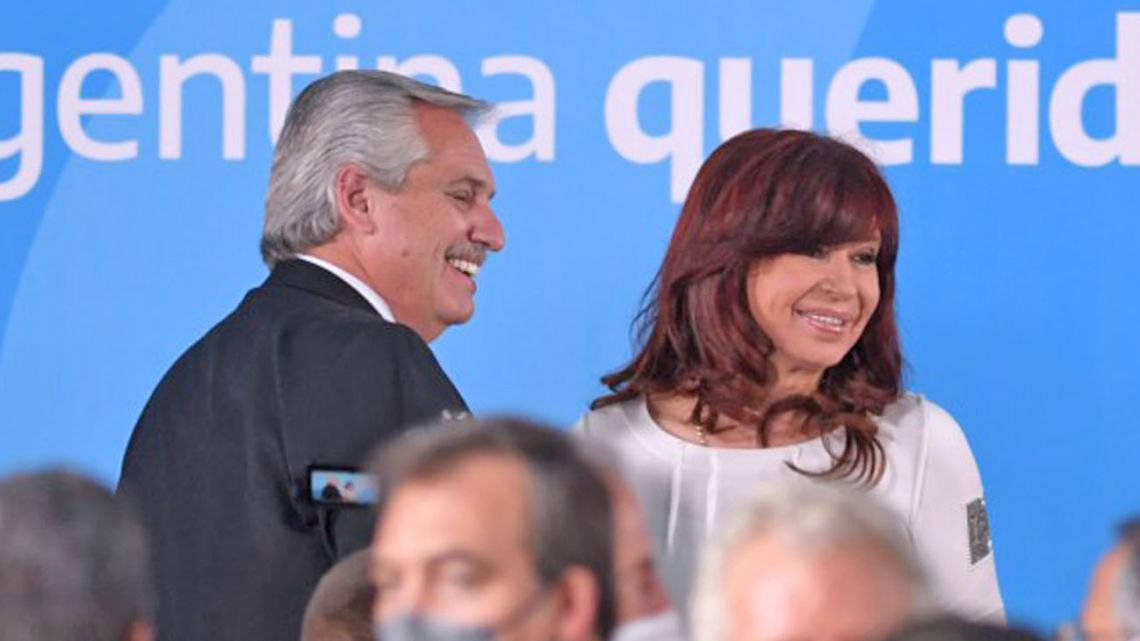 President Alberto Fernández and Vice-President Cristina Fernández de Kirchner, pictured at an event at the Casa Rosada.