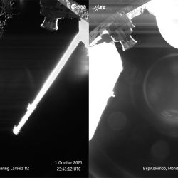 La sonda utilizó su cámara Mercury Transfer Module’s Monitoring Camera 2 para tomar una fotografía en blanco y negro.