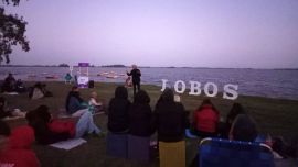 El punto de encuentro fue en la Avenida Costanera y calle 31, en la laguna de Lobos.