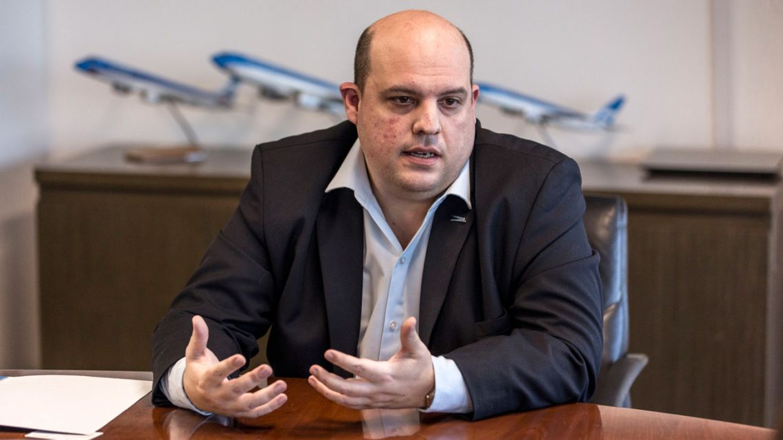 Pablo Ceriani, chief executive officer of Aerolíneas Argentina SA, speaks during an interview at the company's headquarters at Aeroparque Jorge Newbery in Buenos Aires on Monday, May 18, 2020.