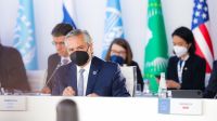 Alberto Fernández, hablando en el inicio de la Cumbre del G20 en Roma.