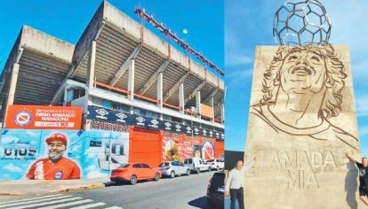 Diego eterno. En la cancha de Argentinos habrá un amistoso entre ex compañeros. El monumento en Santa Clara del Mar.