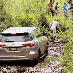 El barro fue protagonista pleno en este viaje. 