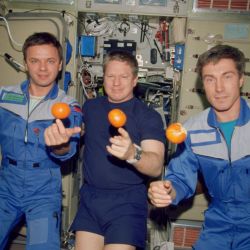 William Shepherd, Sergei Krikalev y Yuri Gidzenko fueron la primera tripulación oficial en vivir a bordo de la estación espacial.