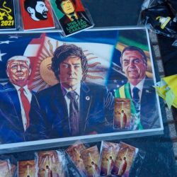 El cuadro de Javier Milei con Donald Trump y Jair Bolsonaro | Foto:cedoc