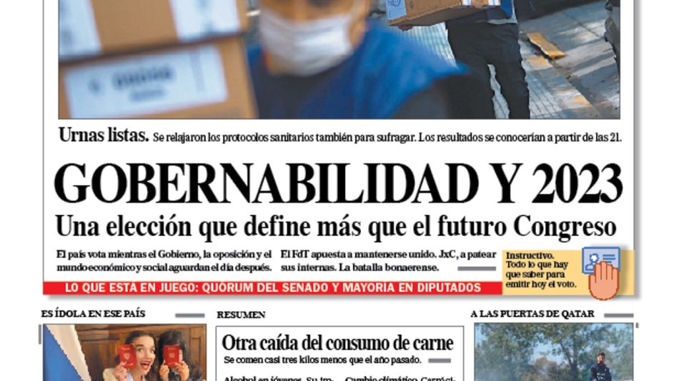 La tapa del Diario PERFIL de este sábado 14 de noviembre de 2021.