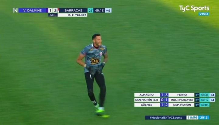 Maximiliano Gagliardo se salvó de ser expulsado y jugará la final entre Barracas Central y Tigre. //Captura video