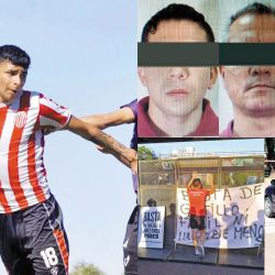 Left: Lucas González, playing for Barracas Central; Top right: The accused; Bottom left: Scenes near the location where Lucas died and the car he was travelling in.