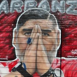 Diego Armando Maradona en la Paternal. Estadio Argentinos Juniors. Realizado por MarlesGraffitis. Foto Vale Ruiz | Foto:Valeria Ruiz