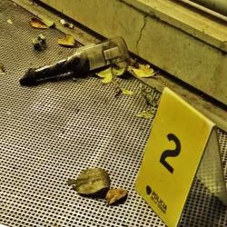 Images from the exterior of the Clarín newspaper's offices, following the attack.