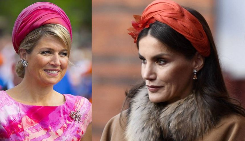 La reina Letizia de España llevó una diadema-turbante como las que acostumbra a usar Máxima de Holanda