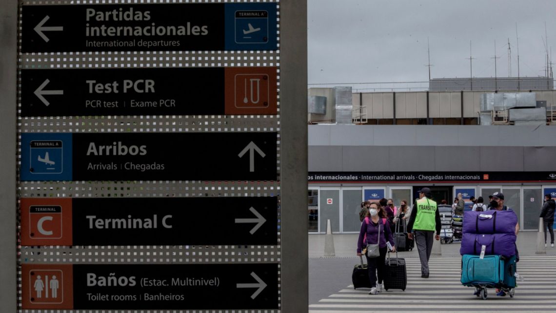 A directional map for travellers at Ezeiza International Airport in Buenos Aires. 