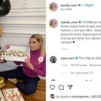 Wanda Nara llegó a los 10 millones de seguidores y se burló de la China Suárez