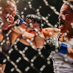 Julianna Pena intercambia golpes con Amanda Nunes de Brasil en su pelea por el título de peso gallo femenino durante el evento UFC 269 en el T-Mobile Arena en Las Vegas, Nevada. | Foto:Carmen Mandato/Getty Images/AFP