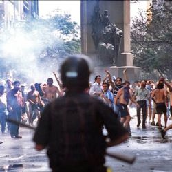 Images of unrest from Argentina's 2001 to 2002 economic, financial and social crisis.