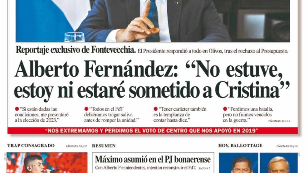 La tapa del Diario PERFIL de este domingo 19 de diciembre de 2021