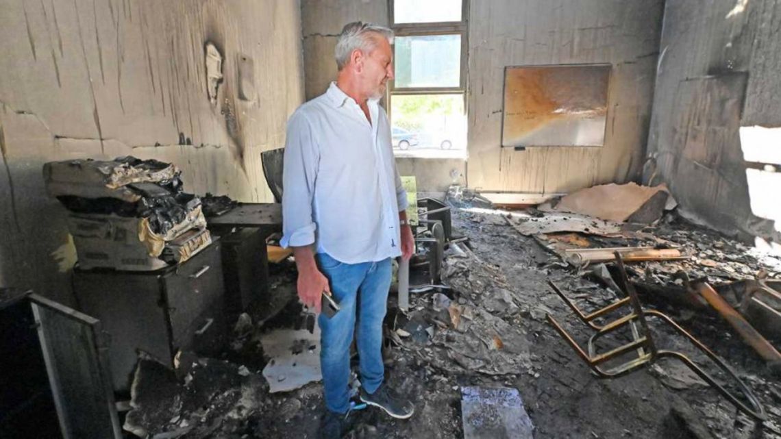 Chubut Province Governor Mariano Arcioni, pictured in provincial government house after the fires.