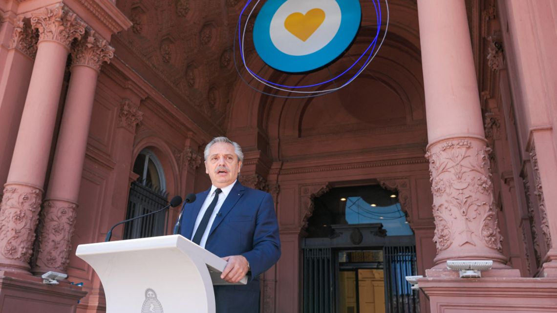President Alberto Fernández at the Casa Rosada.
