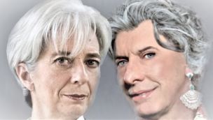 Christine Lagarde y Mauricio Macri (montado sobre otra foto de la misma Lagarde)