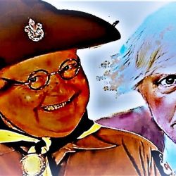 Humorista Benny Hill y primer ministro Boris Johnson
