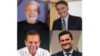 Los cuatro principales candidatos a presidir Brasil en 2023: Lula, Bolsonaro, João Doria y Sérgio Moro.