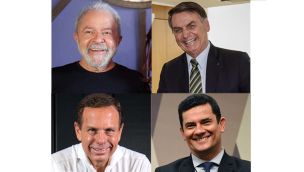 Los cuatro principales candidatos a presidir Brasil en 2023: Lula, Bolsonaro, João Doria y Sérgio Moro.
