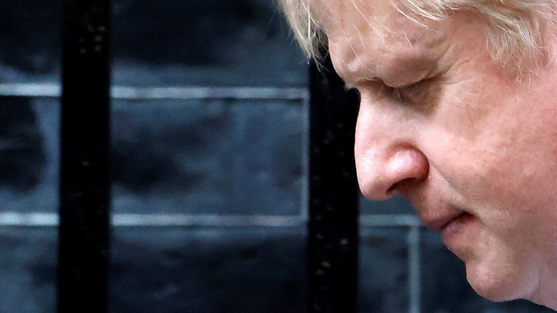 Britain's Prime Minister Boris Johnson leaves from 10 Downing Street to make a statement to MPs in the House of Commons following the publication of the Gray report, in central London on January 31, 2022. 