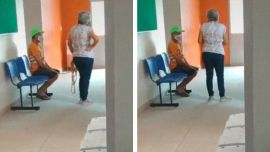 Video: ató a su marido con una soga y lo llevó a vacunarse contra el Covid-19