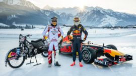 El campeón de Fórmula 1 2021 Max Verstappen calentó motores en la nieve antes de comenzar con el calendario de pruebas 2022.