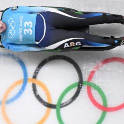 Argentina's Veronica Maria Ravenna takes part in the women's singles luge training session at the Yanqing National Sliding Centre in Yanqing on February 3, 2022, ahead of the Beijing 2022 Winter Olympic Games.