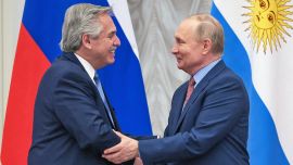 President Alberto Fernández meets with Russian leader Vladimir Putin in Moscow.