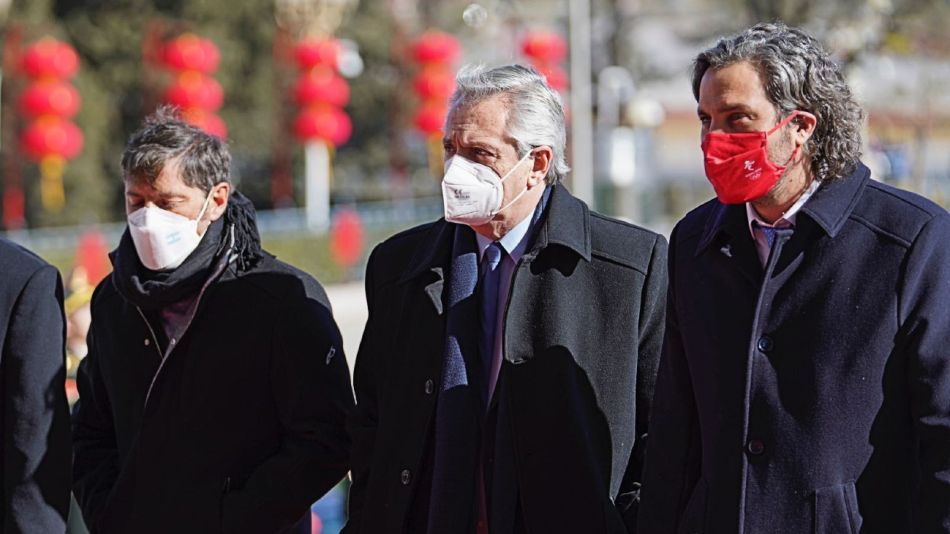 El presidente Alberto Fernández, en su gira en China.
