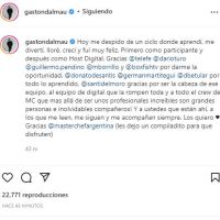 Masterchef Celebrity: Gastón Dalmau se despidió del programa