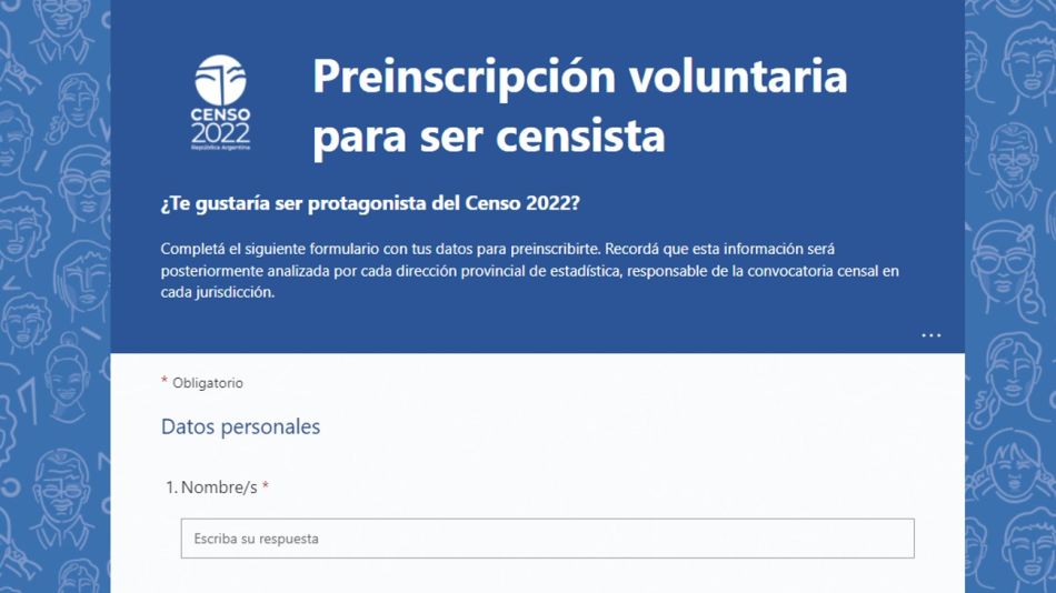 Preinscripción para el Censo Nacional 2022
