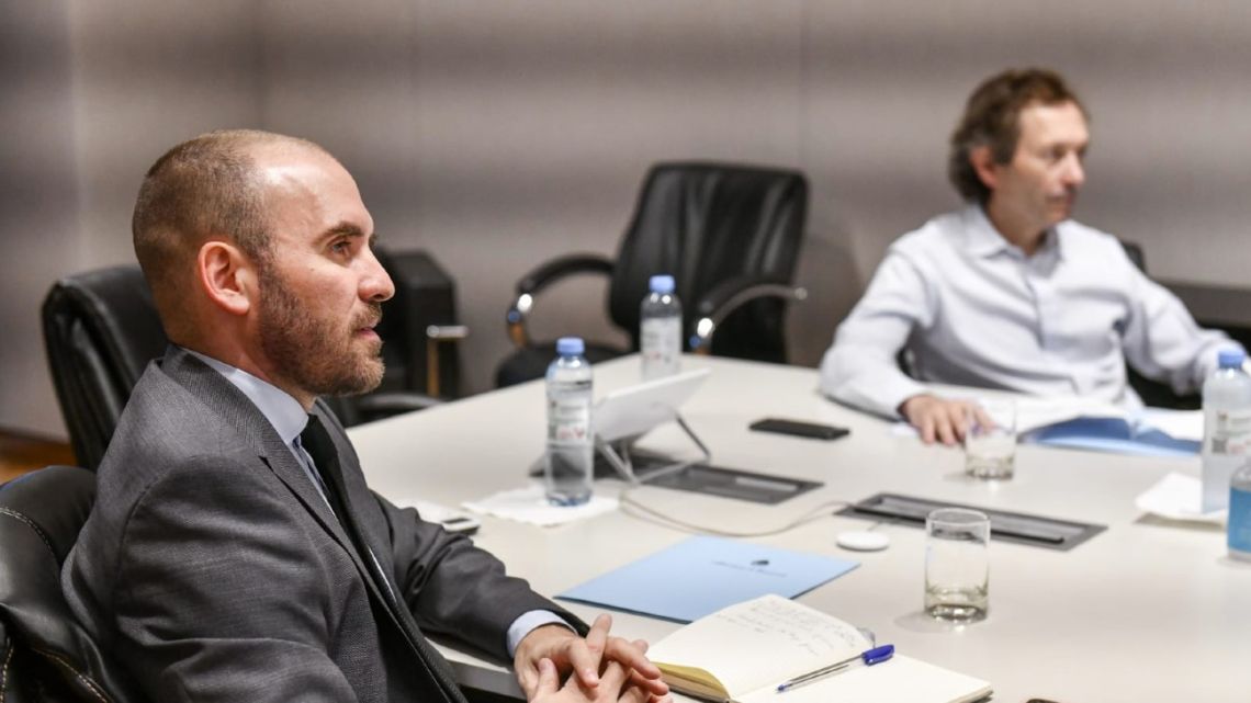 Economy Minister Martín Guzmán and Strategic Affairs Secretary Gustavo Beliz hold a virtual meeting with World Bank Chief Operating Officer Axel van Trotsenburg.